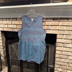 Matilda Jane smock bodice print top, navy multi, size Large, EUC
